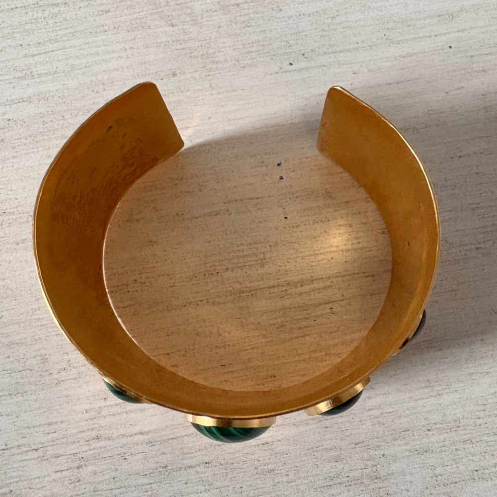 Malachite and 22K overlay cuff Bracelet - Picture 3 of 6